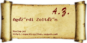 Agárdi Zoltán névjegykártya