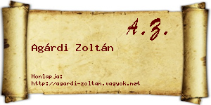 Agárdi Zoltán névjegykártya